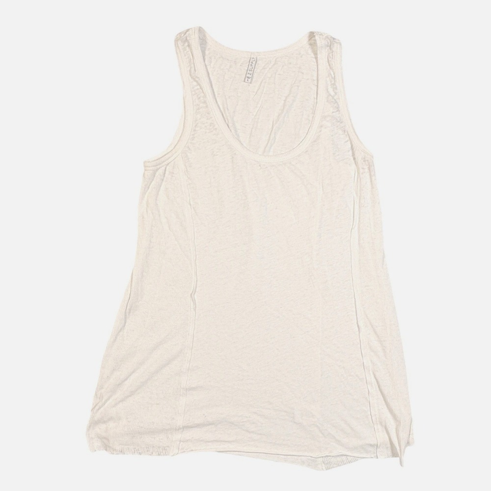 Z Supply Womens White Burnout Scoop Neck Tank Top Ribbed Panels ZT165131 L